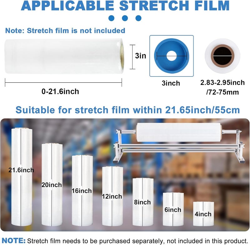 Consfly Manual Stretch Film Dispenser Wrapping Machine, 21.6 Inch Stainless Steel Table Stretch Film Packing Machine w/ 4pcs Film Slide Cutter - Image 4